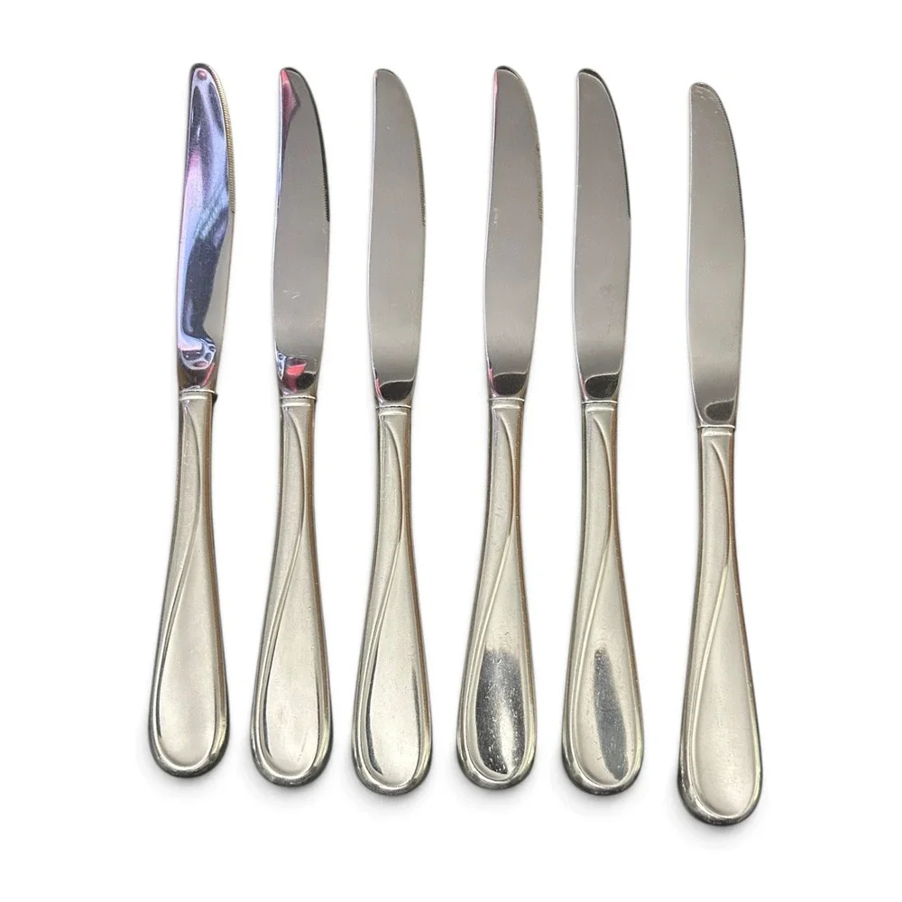 Set of 6 Vintage Oneida Flight Reliance Stainless Steel Dinner Knives